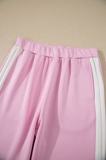 Colorblock Trim Cropped Tank Elastic Waist Shift Pants 2pcs Set