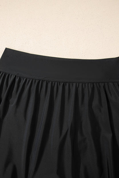 Black Scoop Neck Adjustable Tankini and Matching Skort Bathing Suit