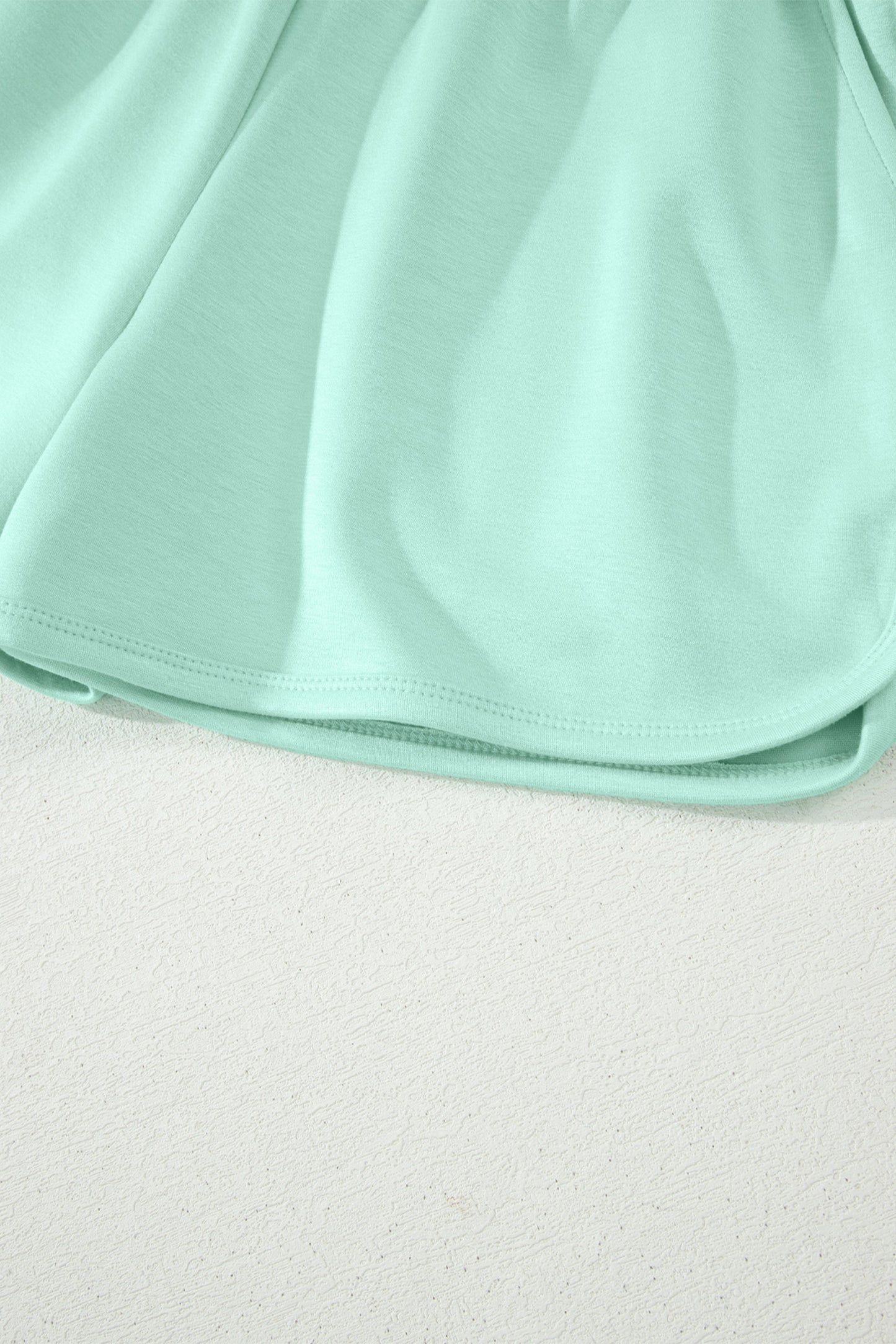 Solid Color Exposed Seam Mock Neck Oversize Tee Casual Shorts 2pcs Outfit