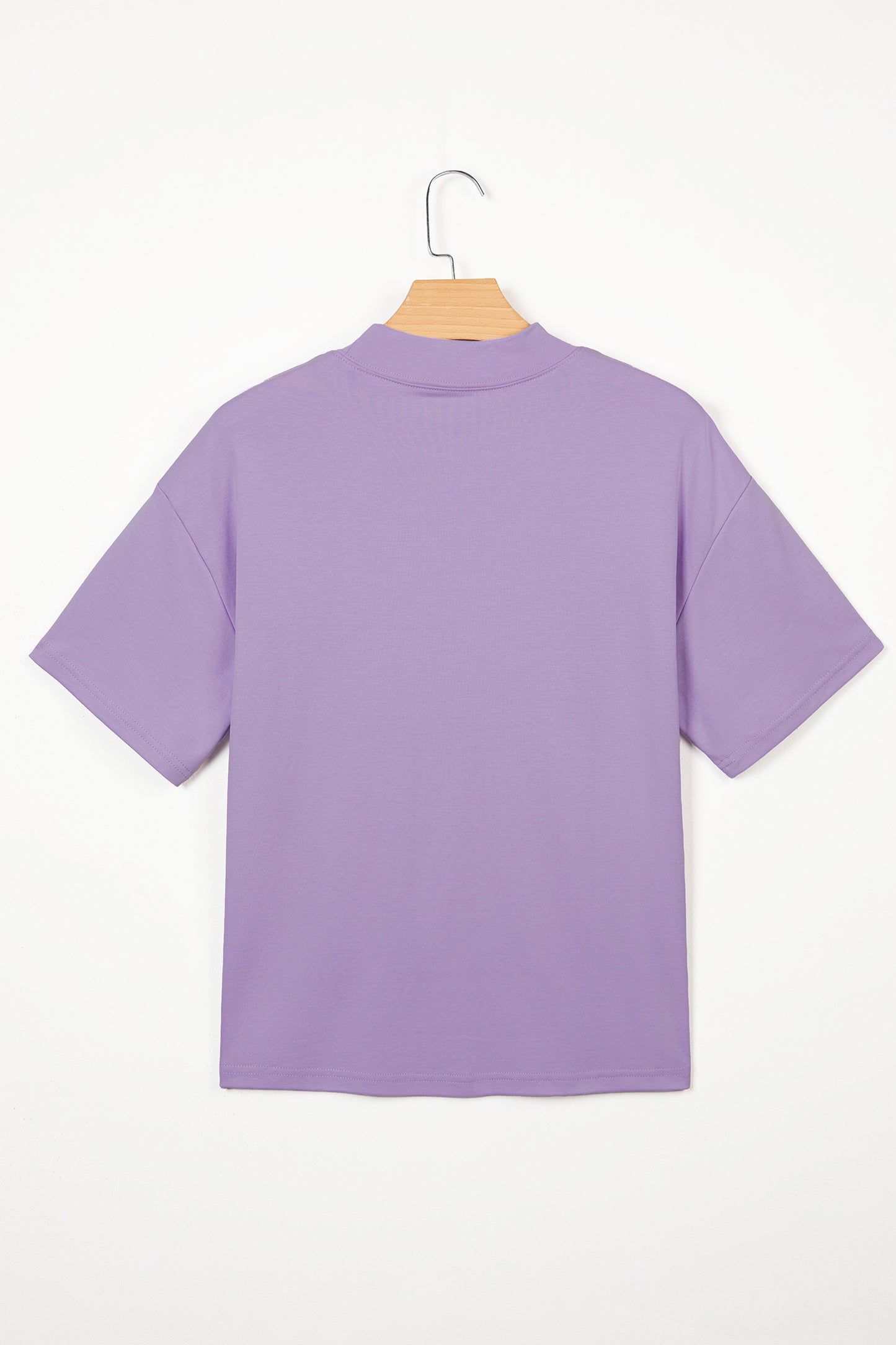 Pink Solid Color High Neck Oversize Tee