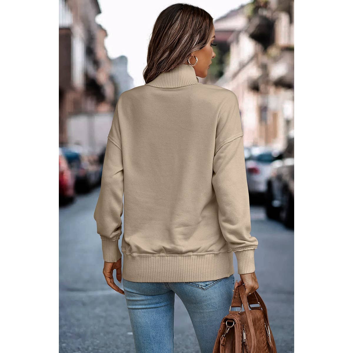 Button Up Color Block Solid Fit Pocket Sweatshirt - Elings