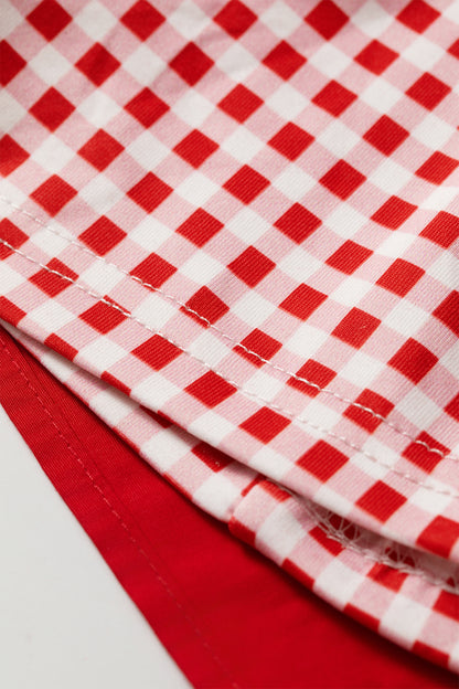 Faux Two Piece Gingham Contrast Patchwork Loose Mini Dress