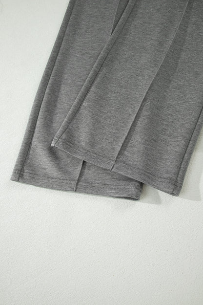 Gray Half Zip Polo Tee Casual Pant Set