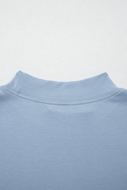 Pink Solid Color High Neck Oversize Tee