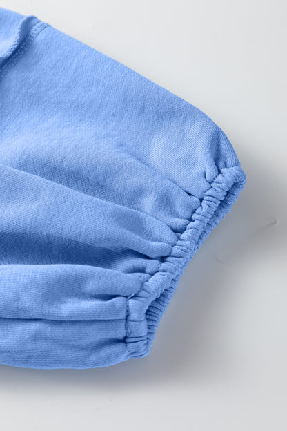 Beige Solid Color Raw Seam Patchwork Baggy Sweatshirt