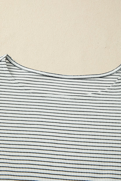 Black Stripe Contrasted Ruffle Trim Casual Tank Top