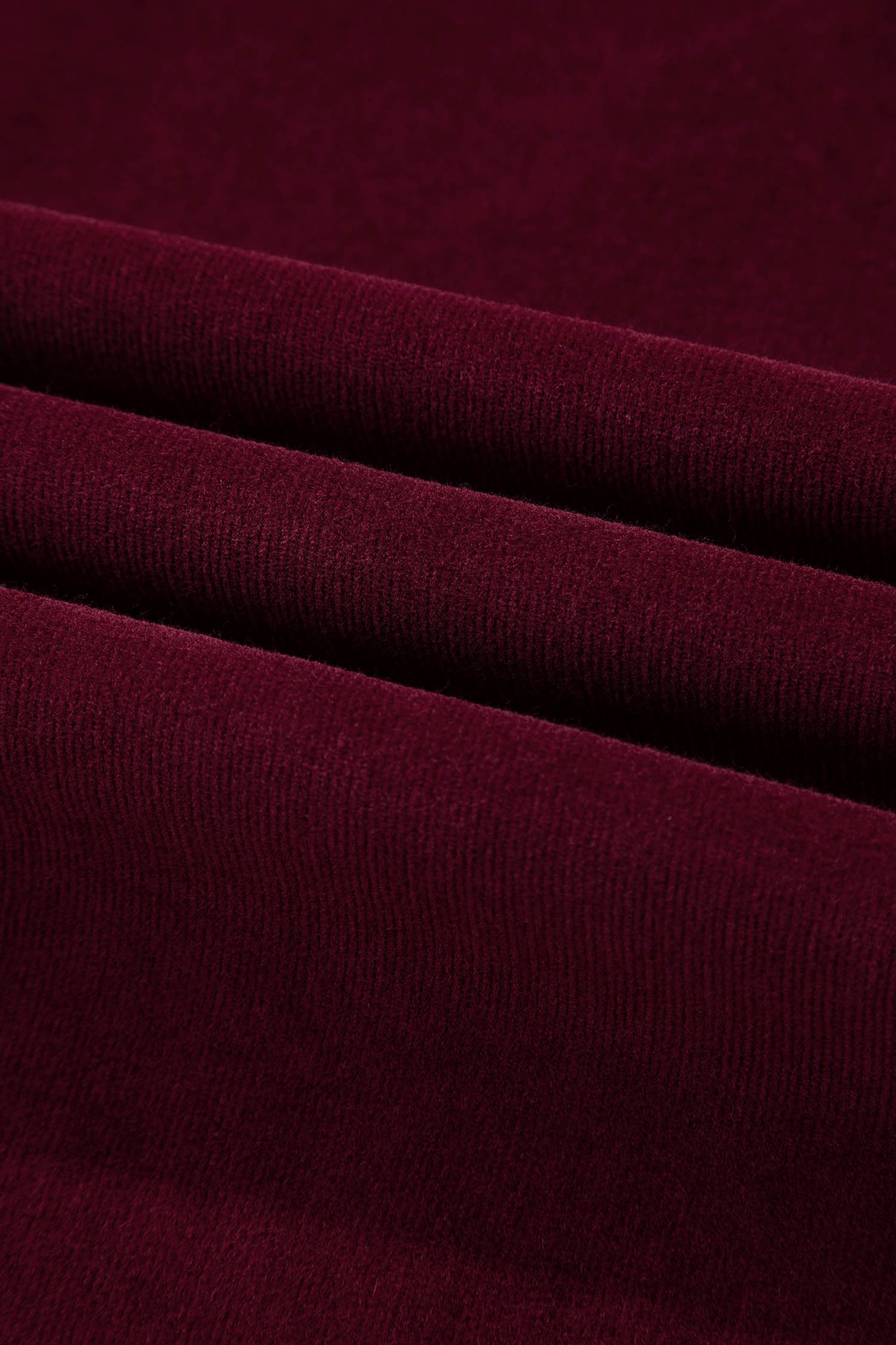 Burgundy Corduroy Solid Color High Waist Wide Leg Pants