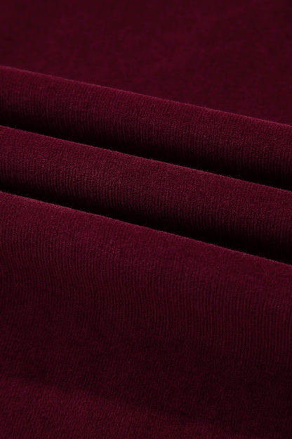 Burgundy Corduroy Solid Color High Waist Wide Leg Pants