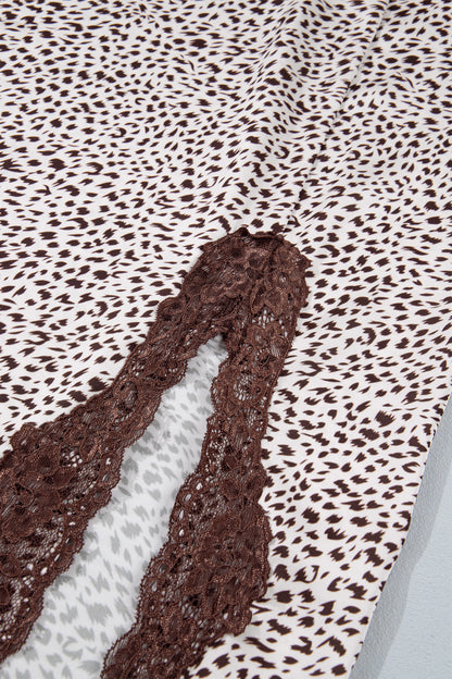 Cheetah Print Trim Split Long Western Skirt