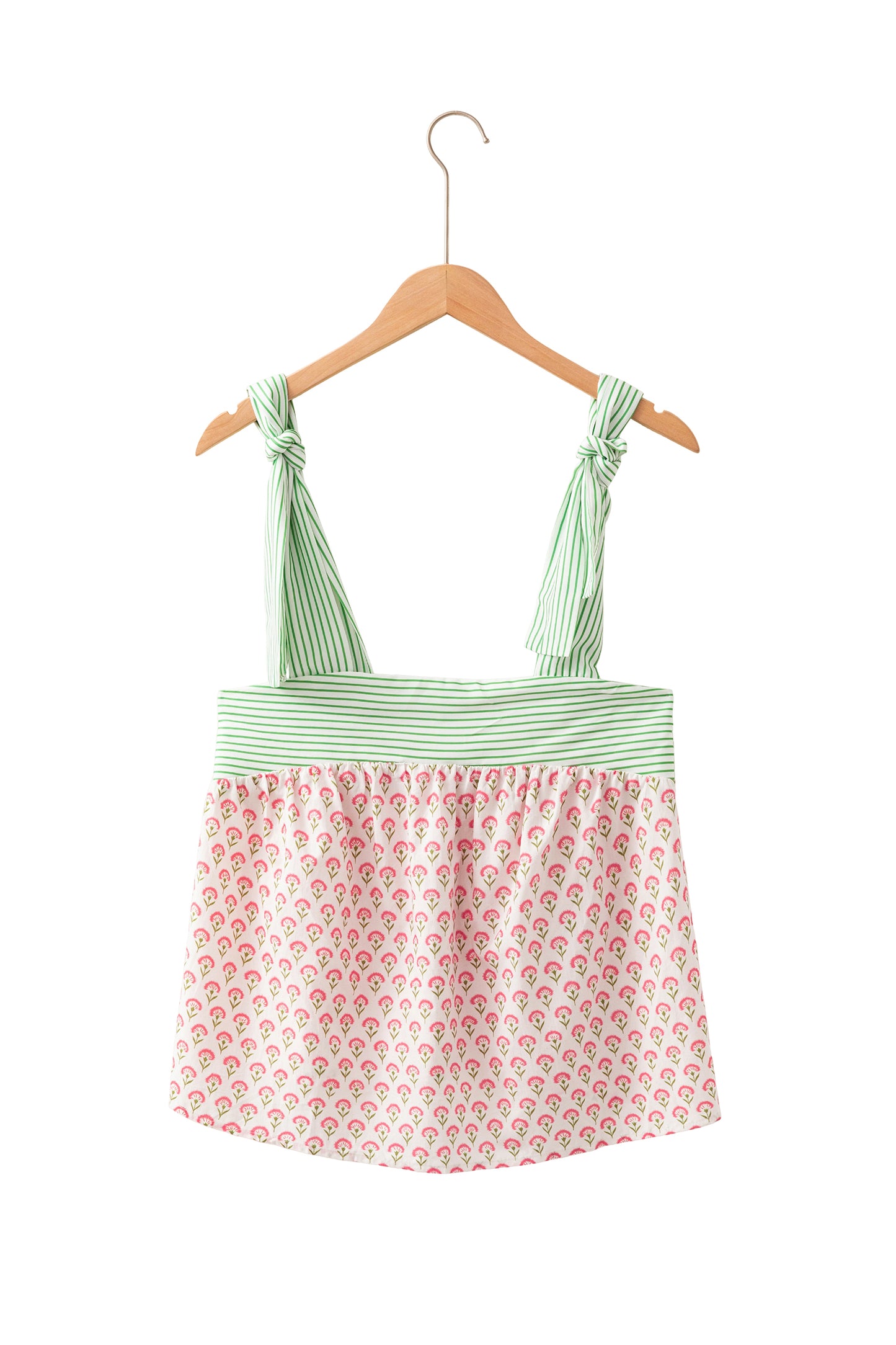 Fashion Printed Knot Straps Babydoll Tank Top