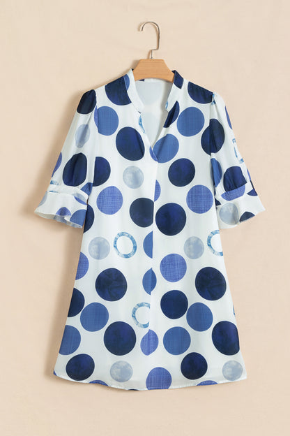 Polka Dot Print Flounced Half Sleeve Casual Vacation Style Mini Dress