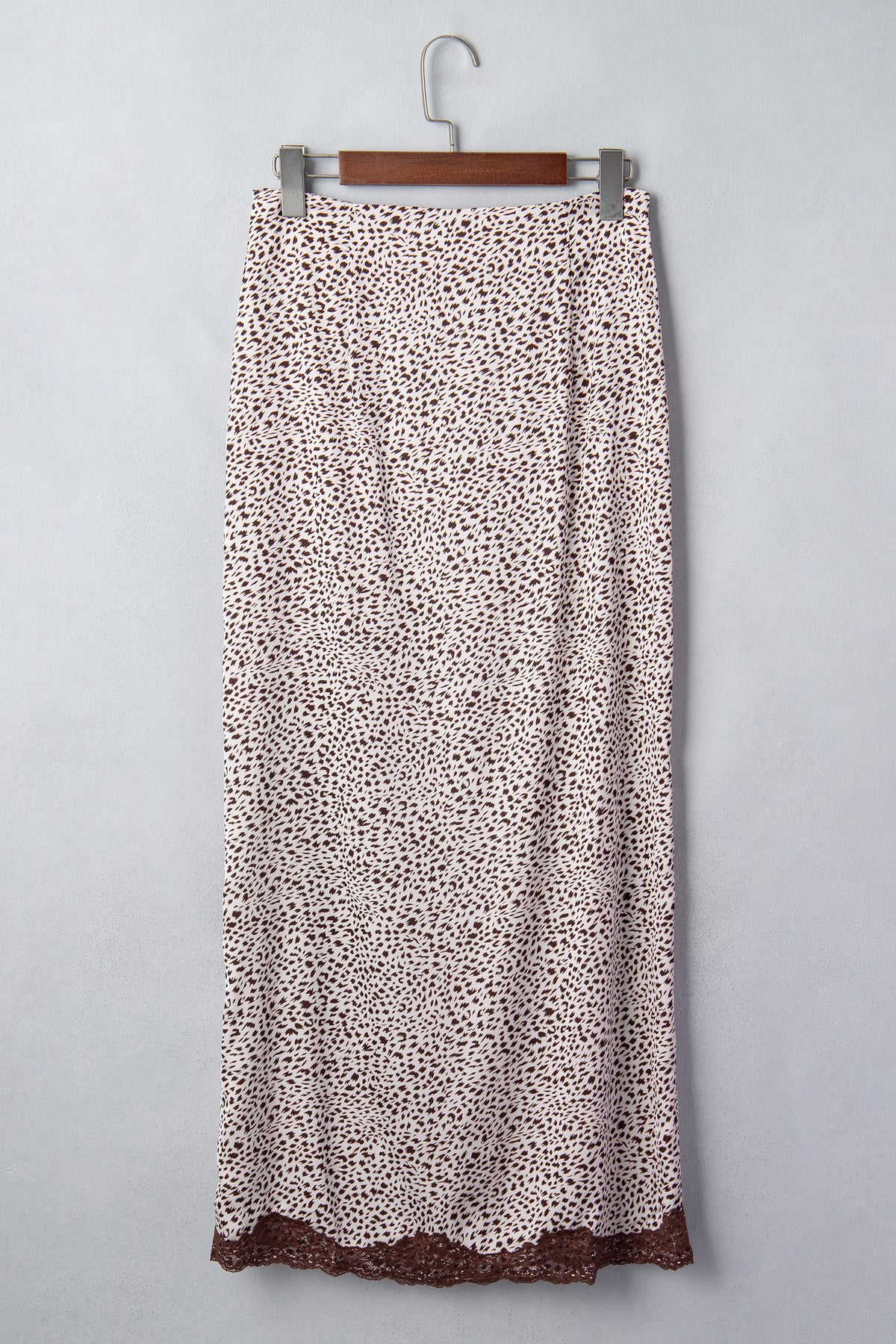 Cheetah Print Trim Split Long Western Skirt