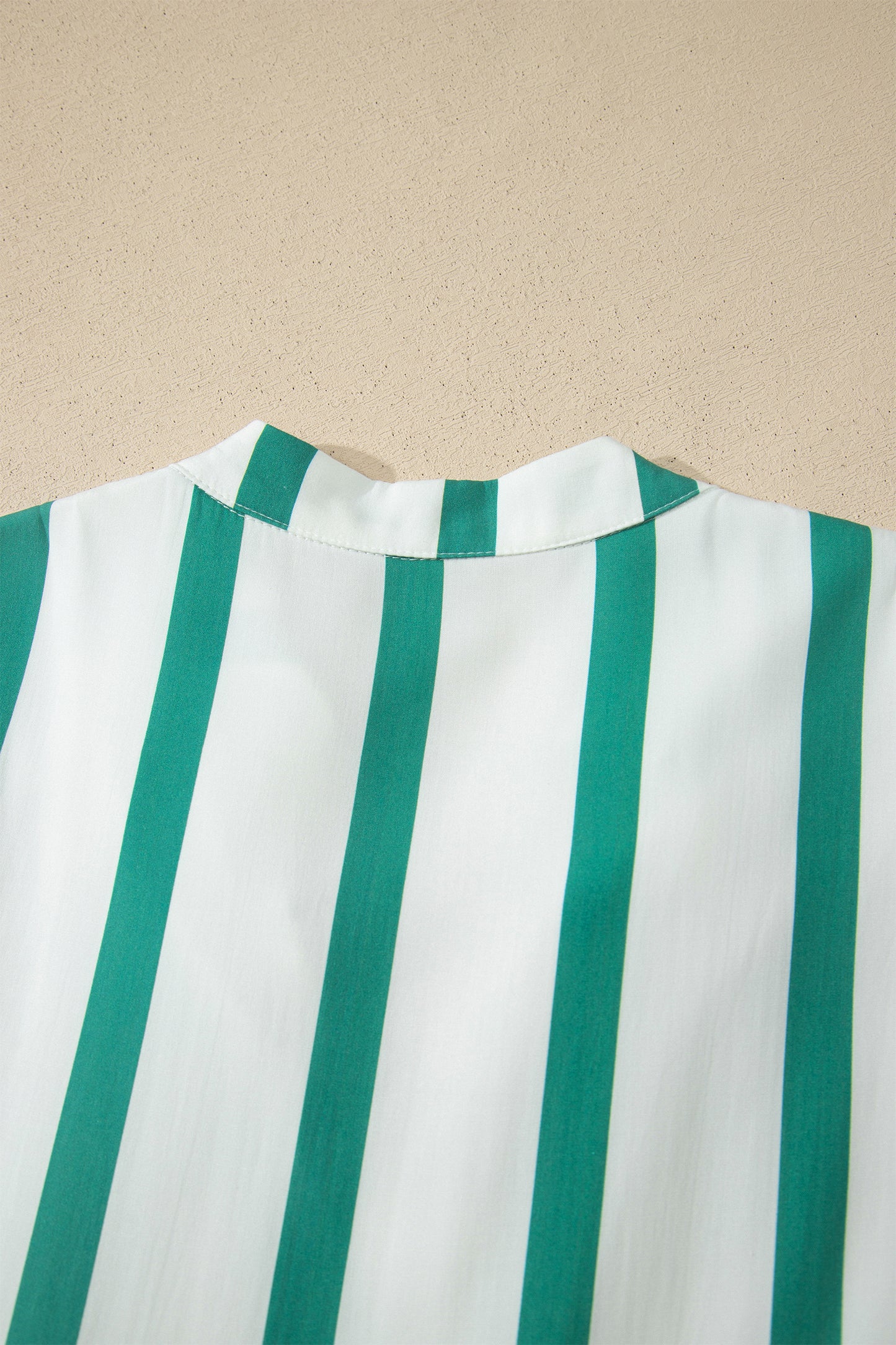 Stripe Ricrac Trim Notched Neck Half Sleeve Vacation Dress