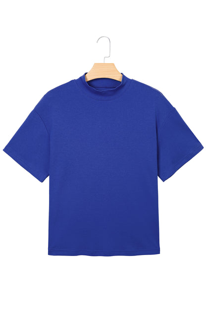 Pink Solid Color High Neck Oversize Tee