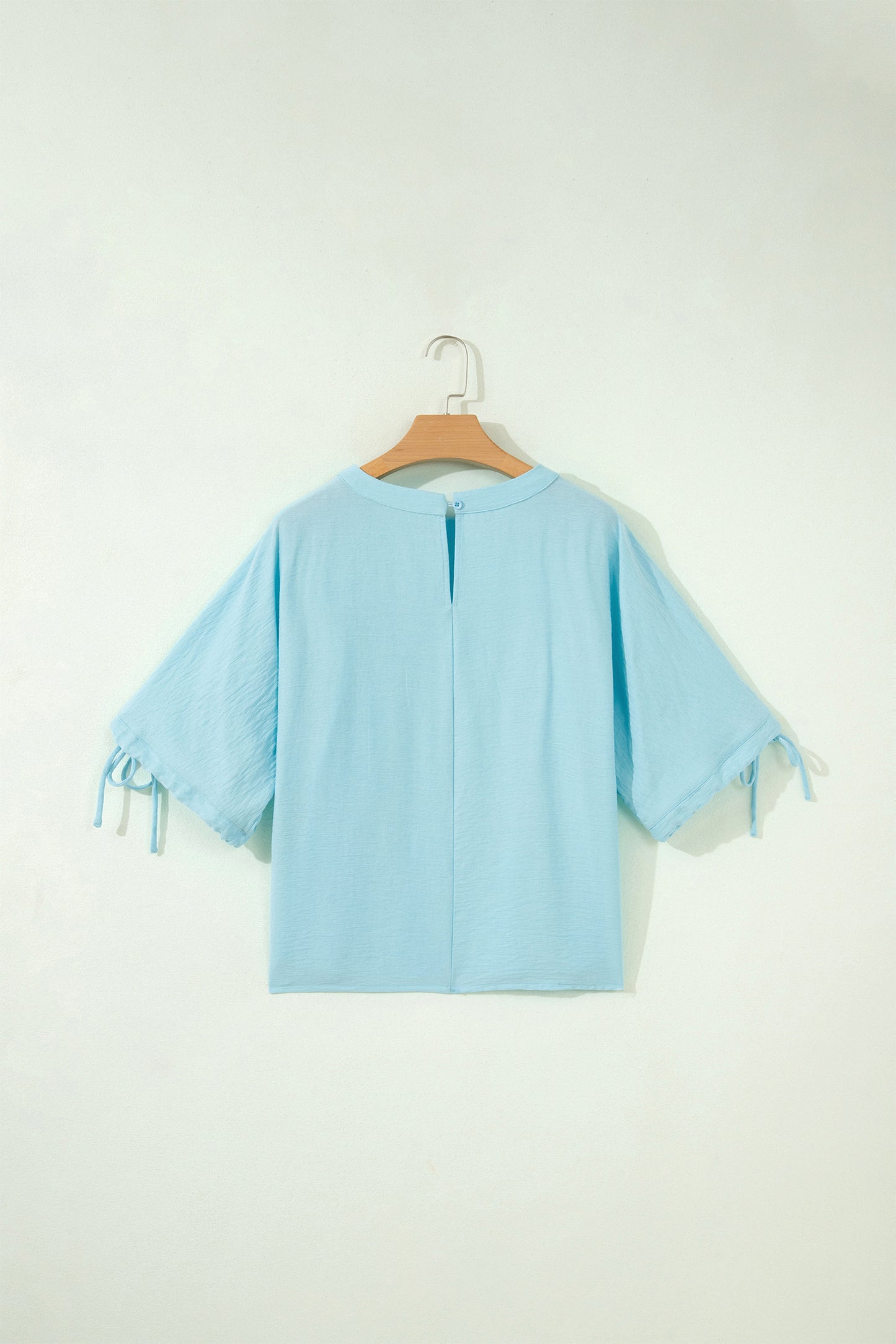Tie Half Sleeve Pleated Detail Babydoll Blouse