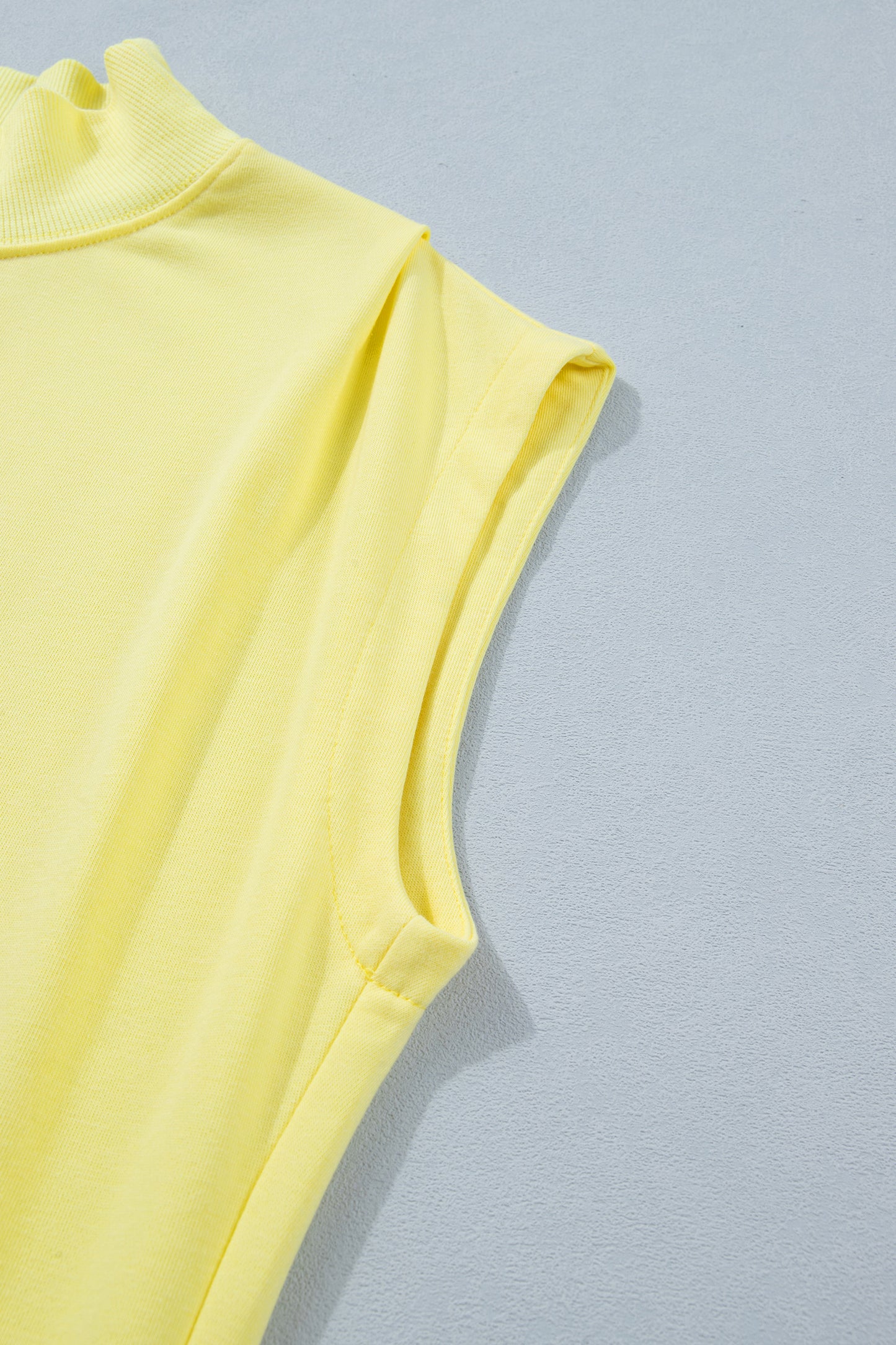 Solid Color High Neck Cap Sleeve Loose Top
