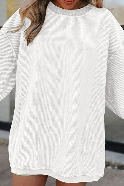 Light Grey Ribbed Corduroy Oversized Sweatshirt