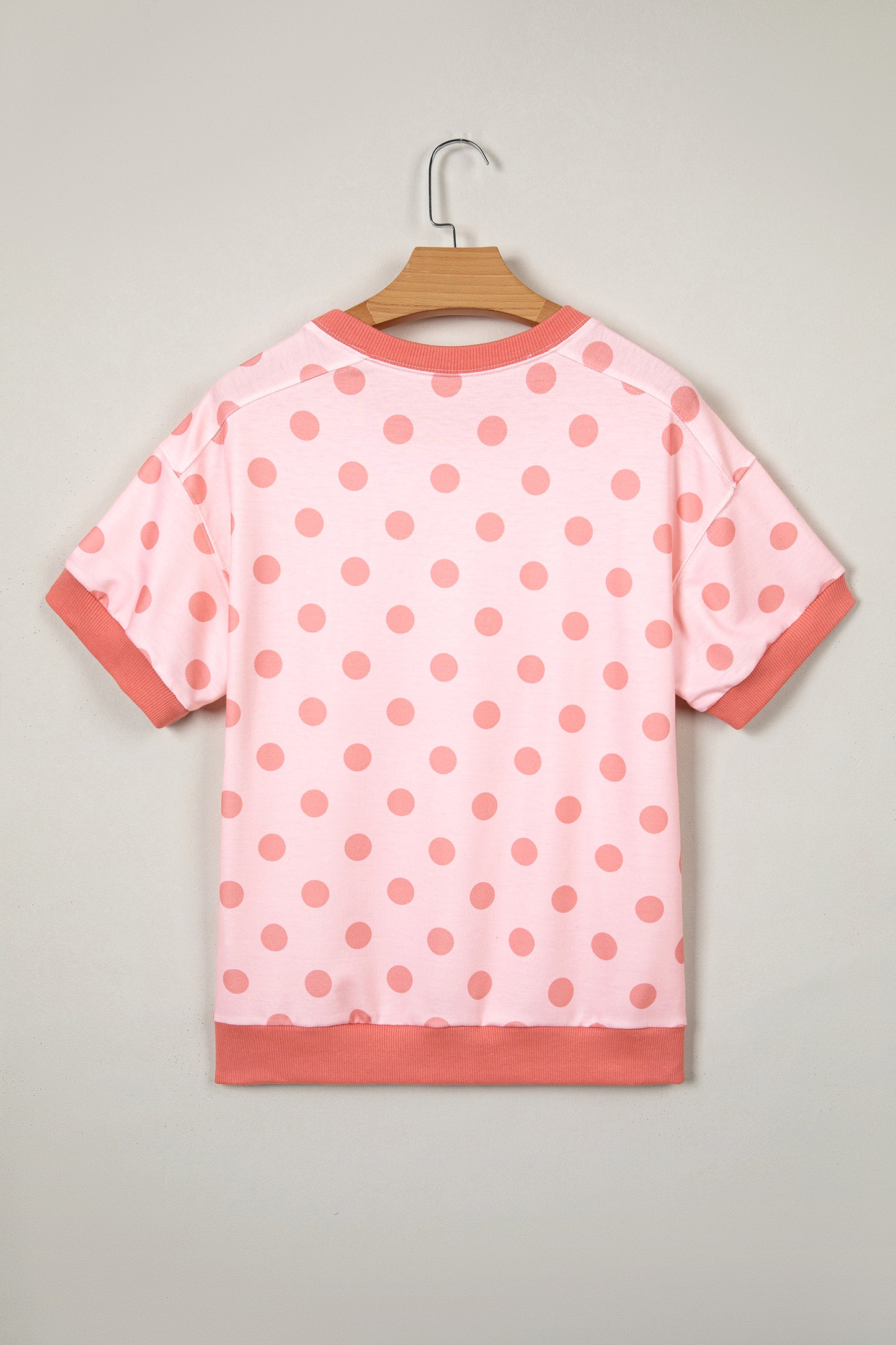 Color Block Trim Polka Dot Casual Tee