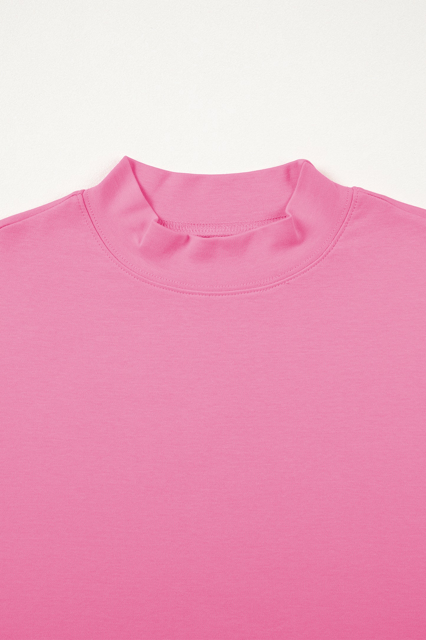 Pink Solid Color High Neck Oversize Tee