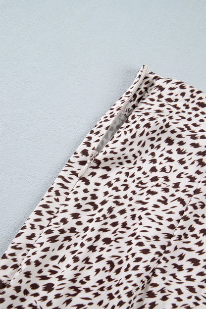 Cheetah Print Trim Split Long Western Skirt