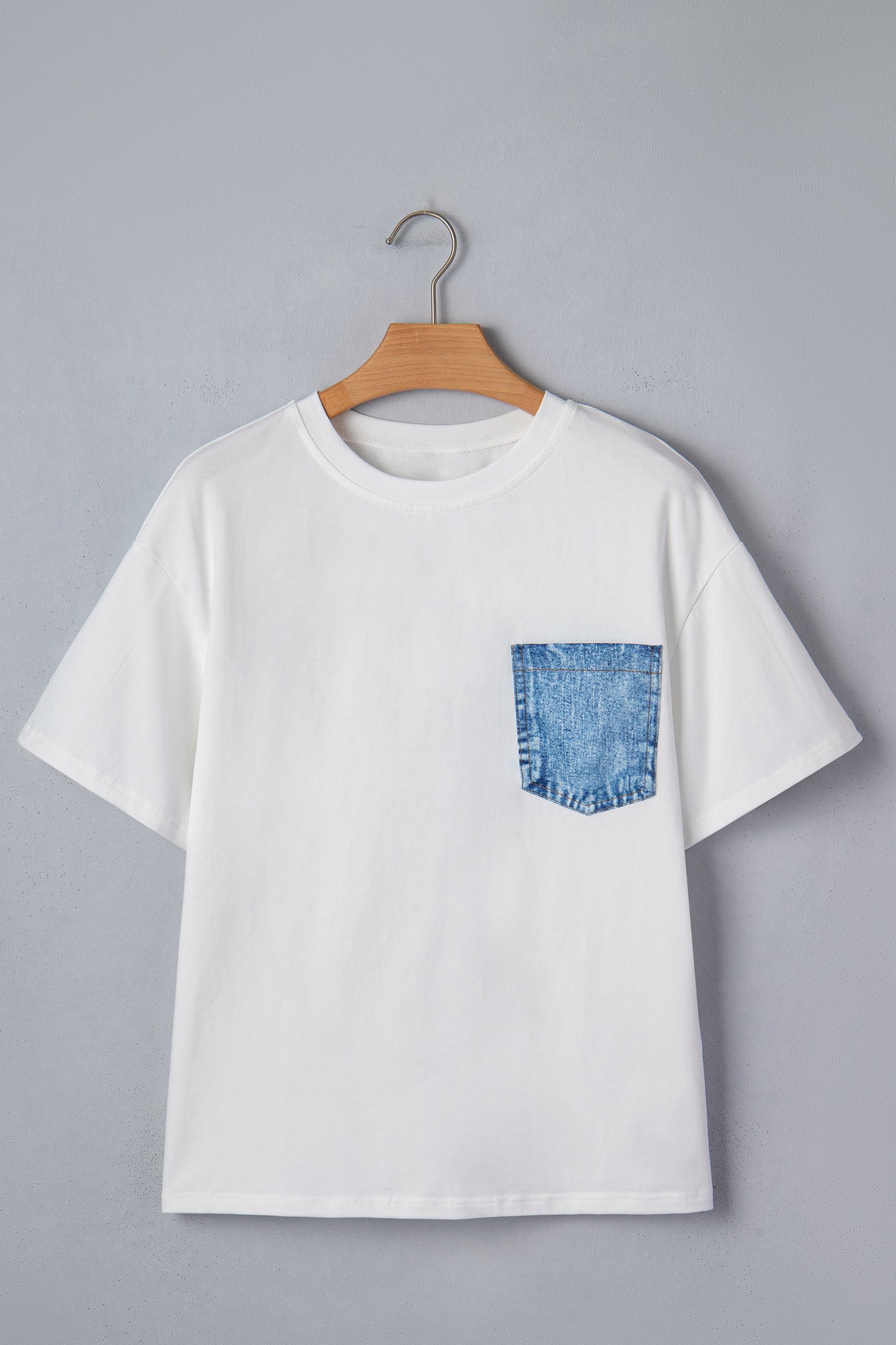 Color Block Chest Pocket Patched Casual Short Sleeve Top