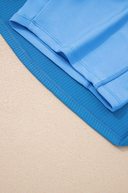 Color Block Edge Ribbed Pocketed Lined Swim Dress