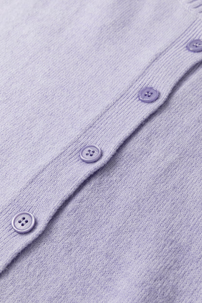 Lavendula 3/4 Sleeve Boxy Knit Button Down Sweater Cardigan