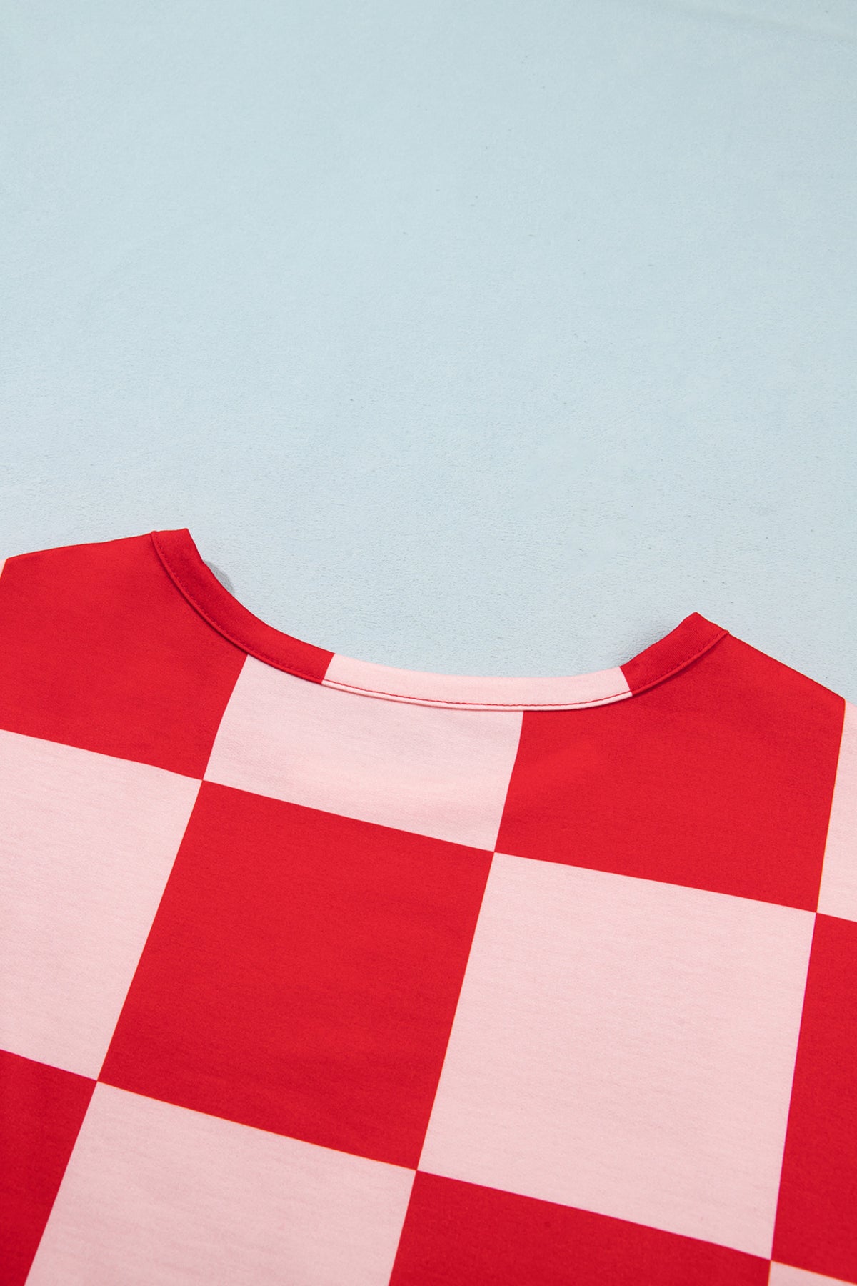 Checkerboard Plaid Long Sleeve Solid Color Shorts 2pcs Set
