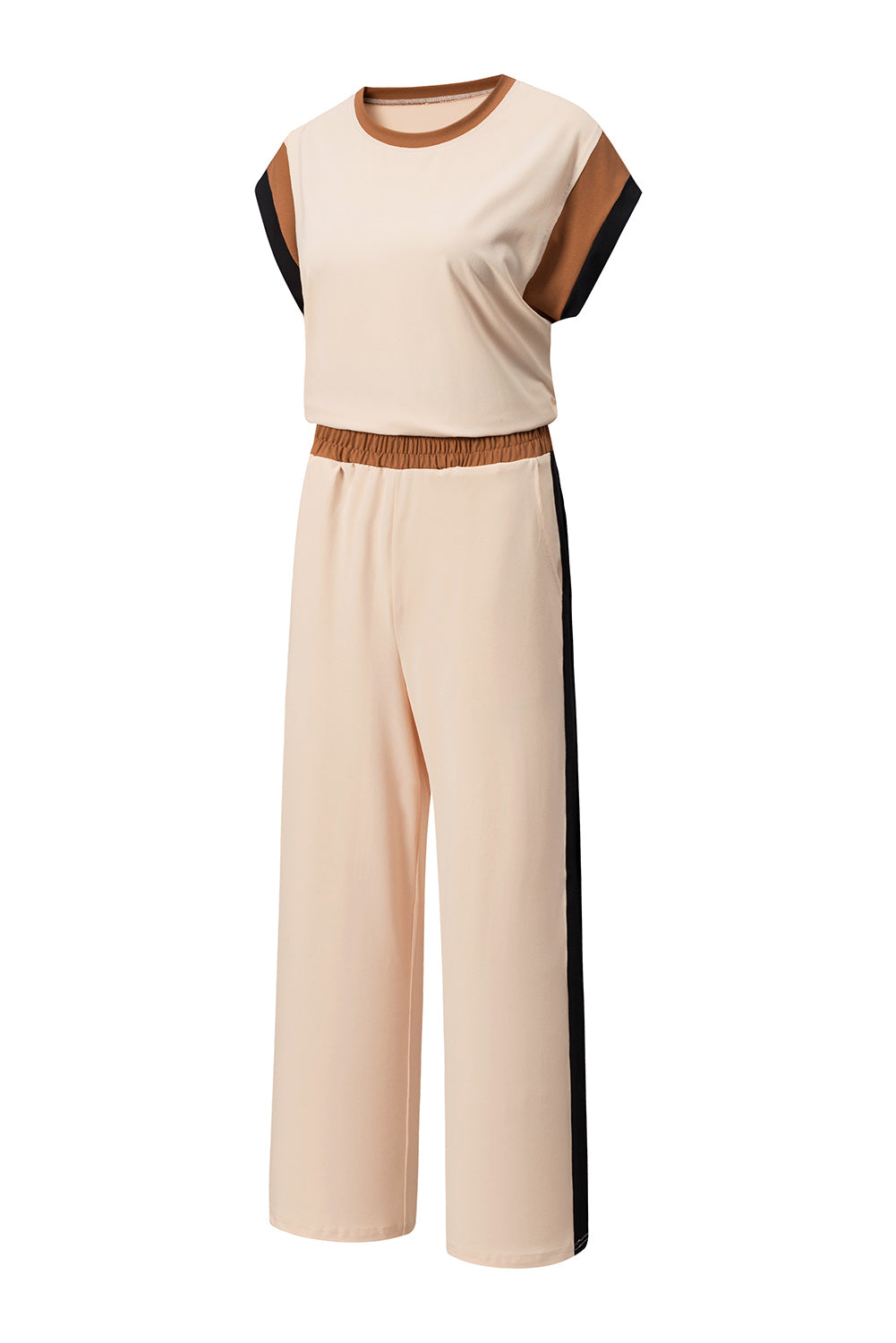 Color Block Detail Casual Two-piece Set