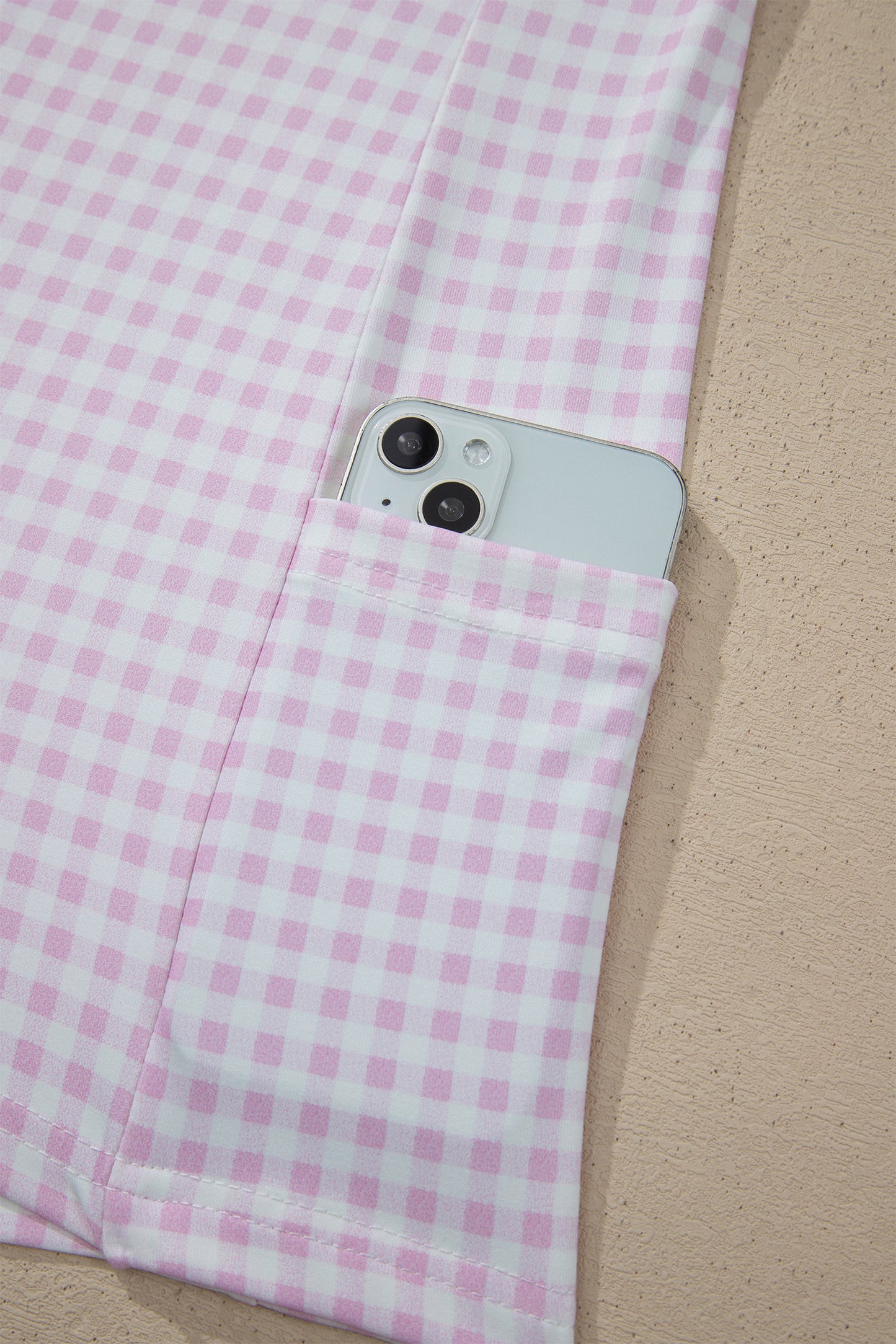 Faux Two Piece Gingham Contrast Patchwork Loose Mini Dress
