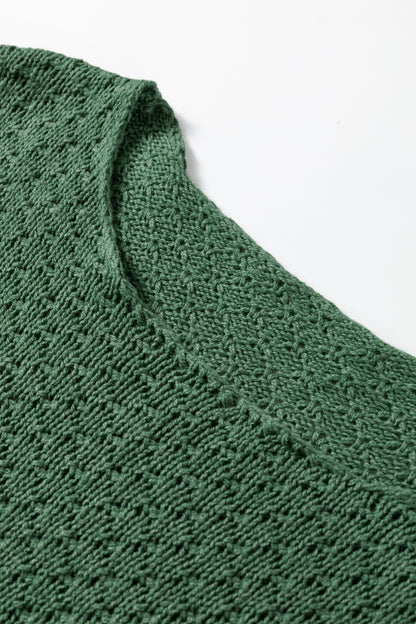 Mist Green Solid Lantern Sleeve Empire Waist Short Sweater Dress