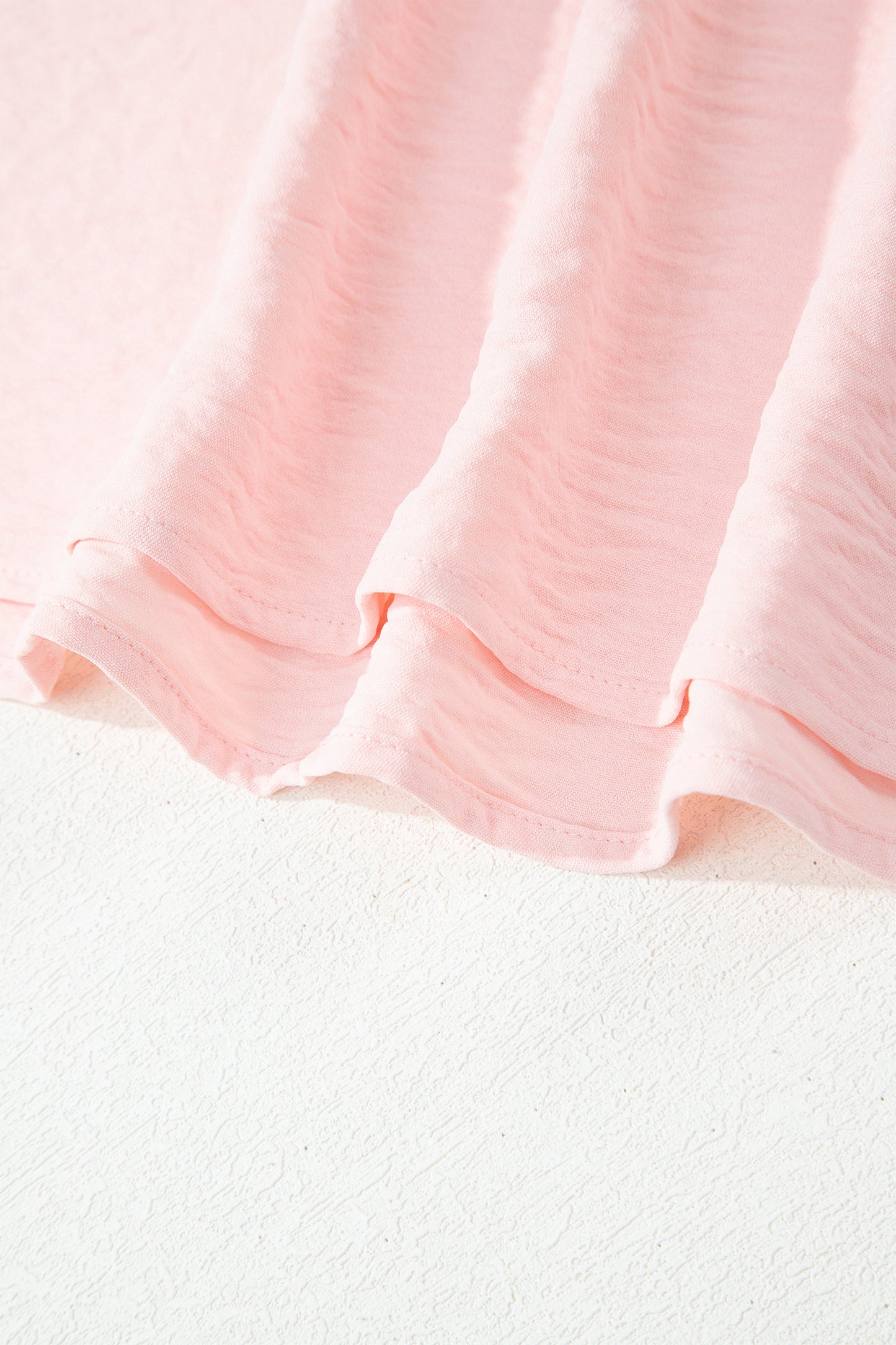 Solid Color Ruffle Trim Short Sleeve Blouse