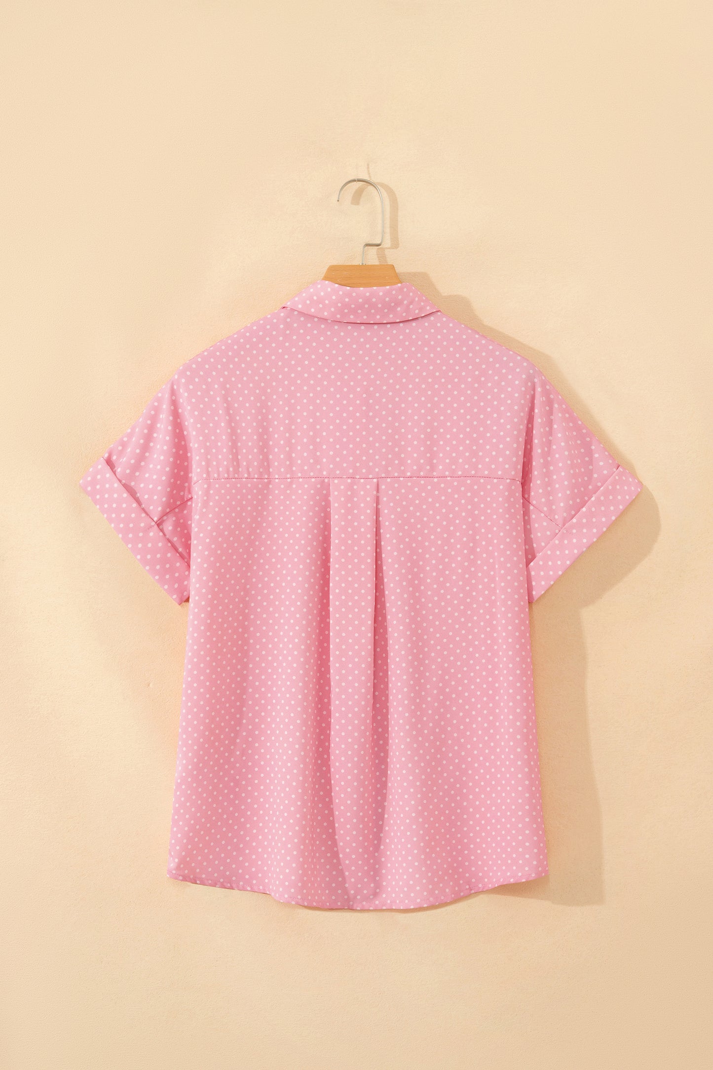 Dotted Print Cuffed Short Sleeve Shirt