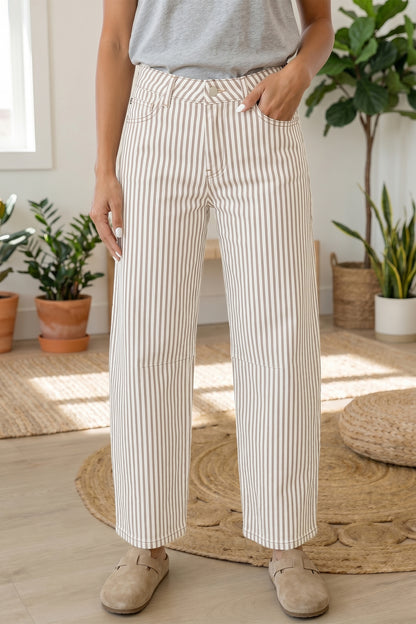 Stripe Casual Barrel Jeans
