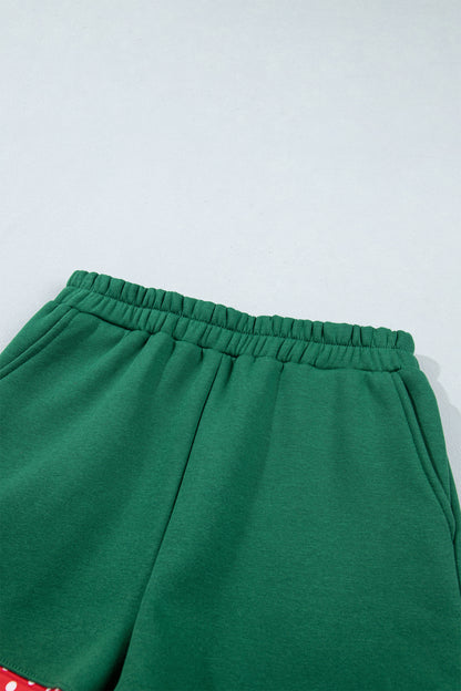 Polka Dot Trim Baggy Pullover 2pcs Short Set
