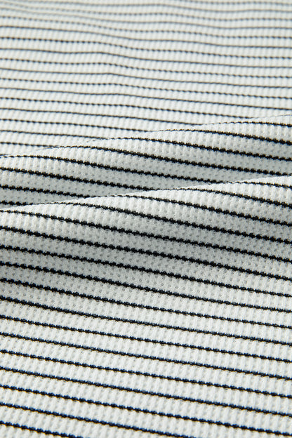 Black Stripe Contrasted Ruffle Trim Casual Tank Top