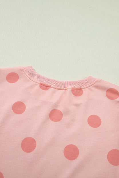 Ribbed Trim Polka Dot Print Tank Split Mini Skort 2pcs Set