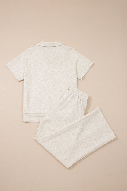 Light Grey Polo Tee Casual Pant Set