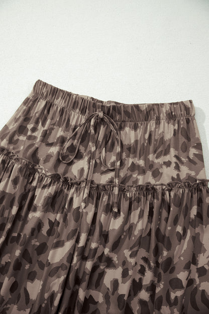 Multicolour Camo Print Wide Leg Casual Pants