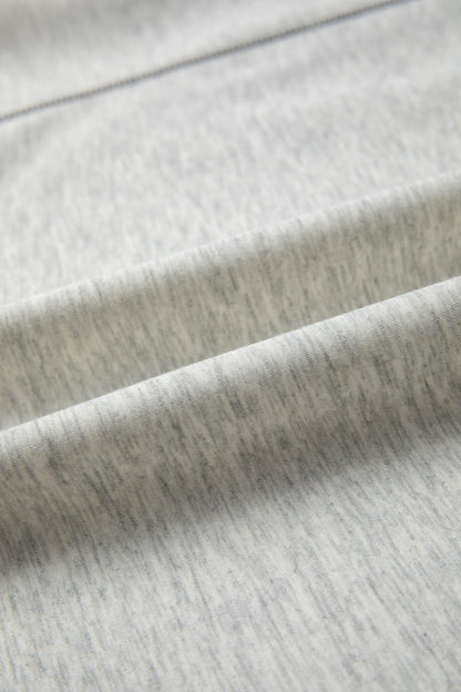 Light Grey Half Zip Stand Neck Seam Detail Long Sleeve Top