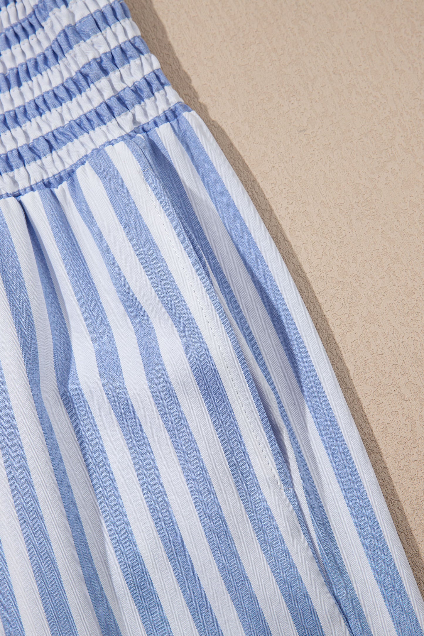 Stripe Shirred High Waist Loose Summer Pants