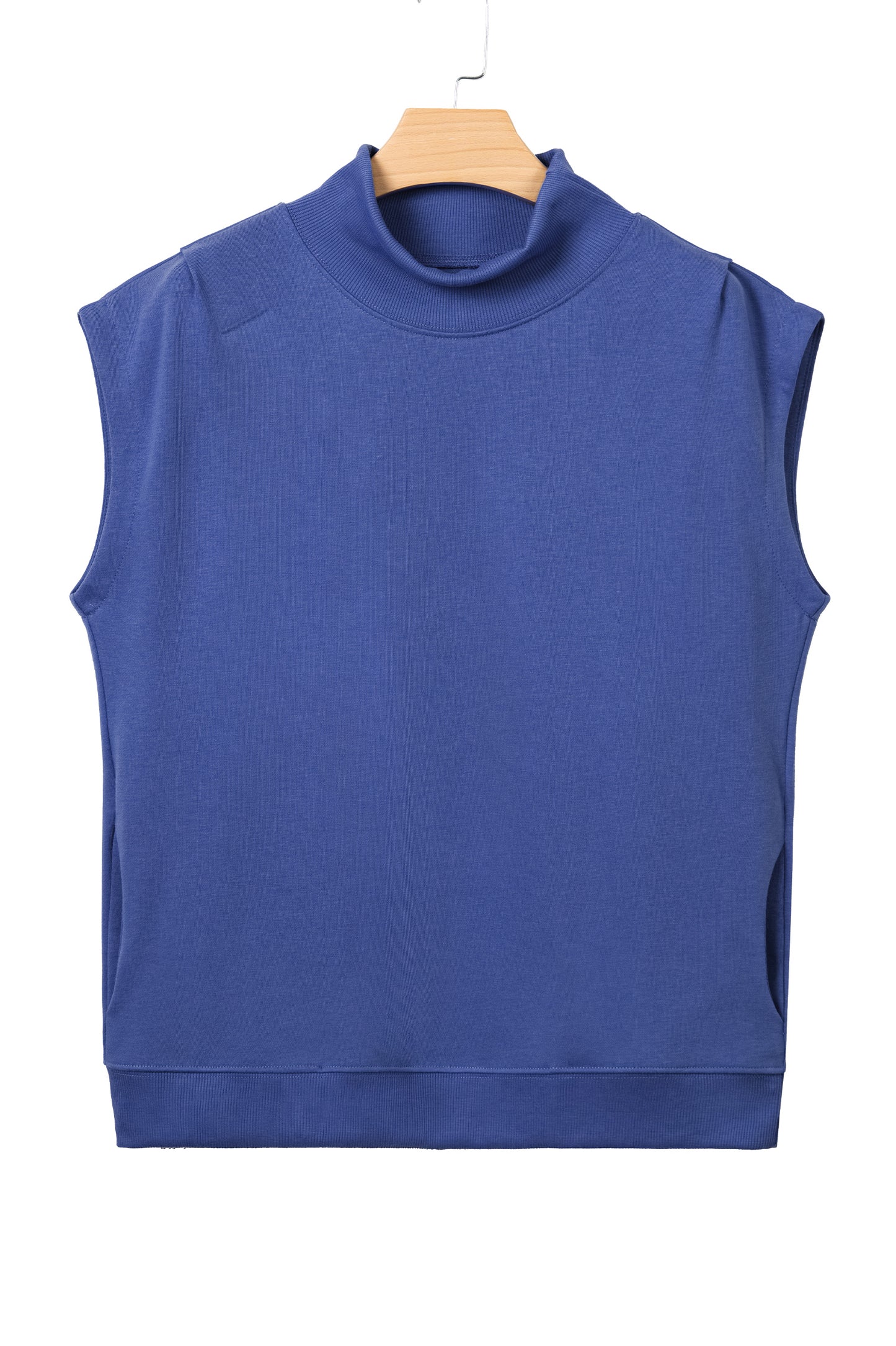 Solid Color High Neck Cap Sleeve Loose Top