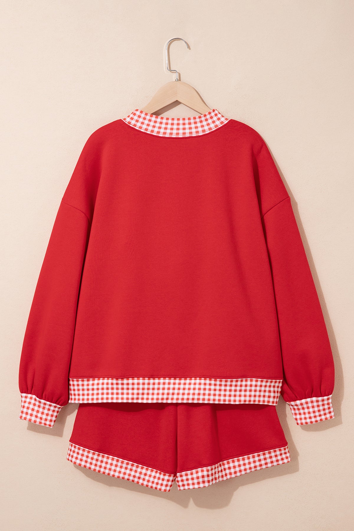 Polka Dot Trim Baggy Pullover 2pcs Short Set