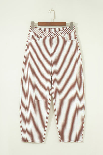 Stripe Casual Barrel Jeans