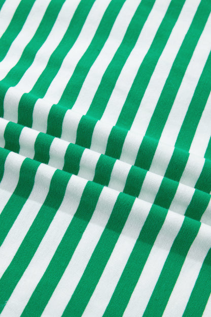 Stripe Nautical Tie Contrast Trim Round Neck T Shirt Mini Dress