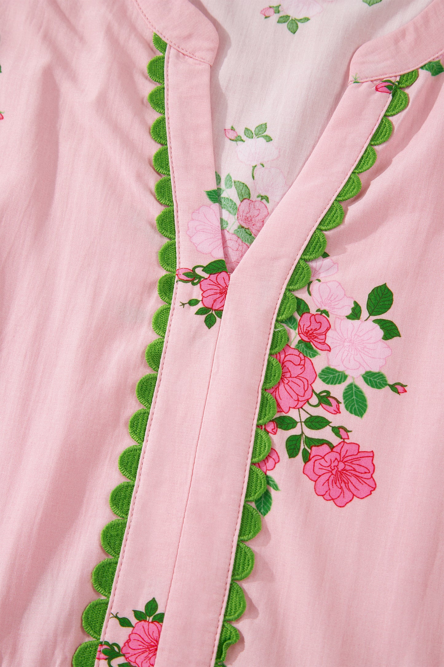 Notched Neck Flutter Short Sleeve Floral Print Maxi Dress