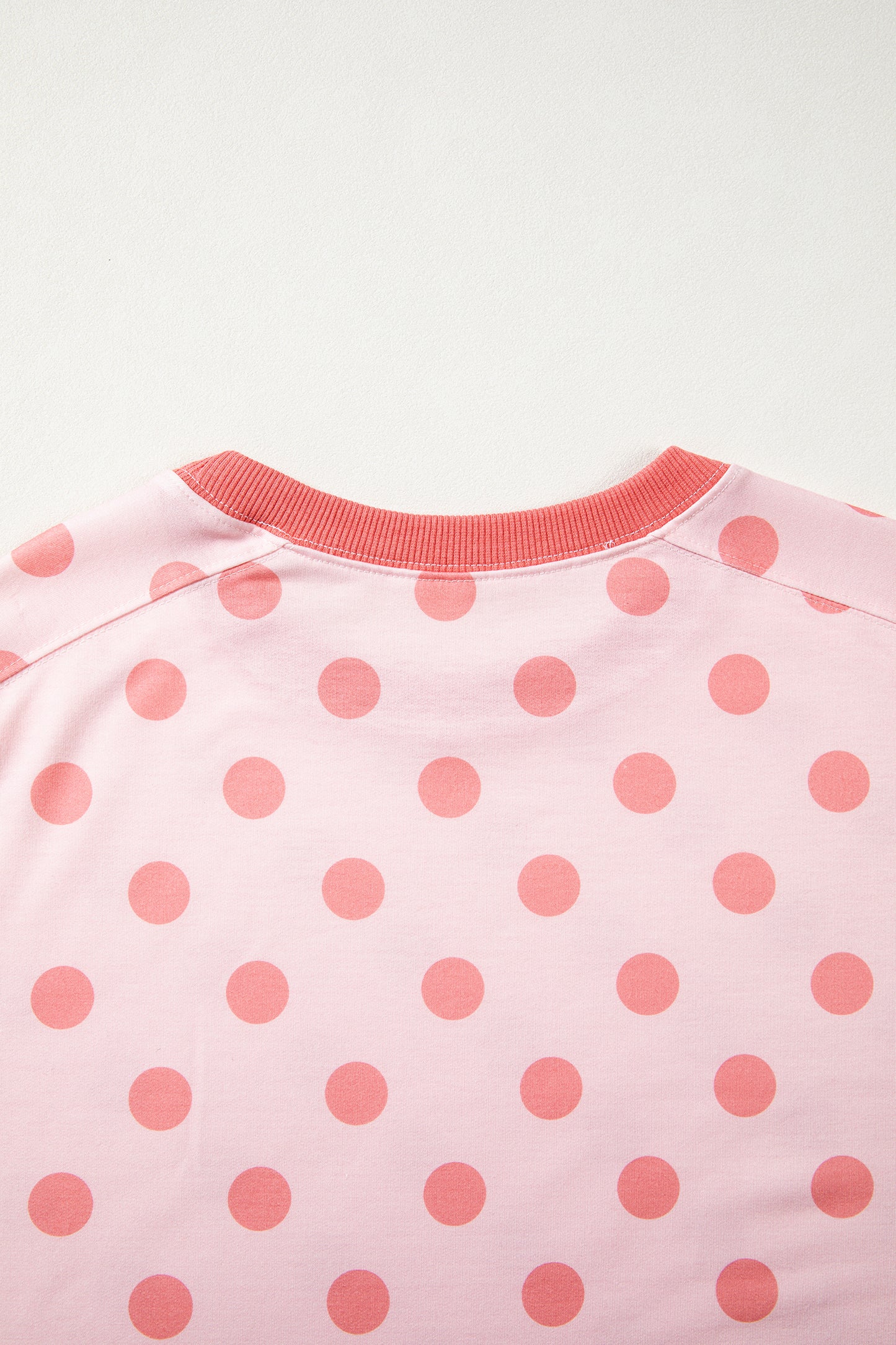Color Block Trim Polka Dot Casual Tee
