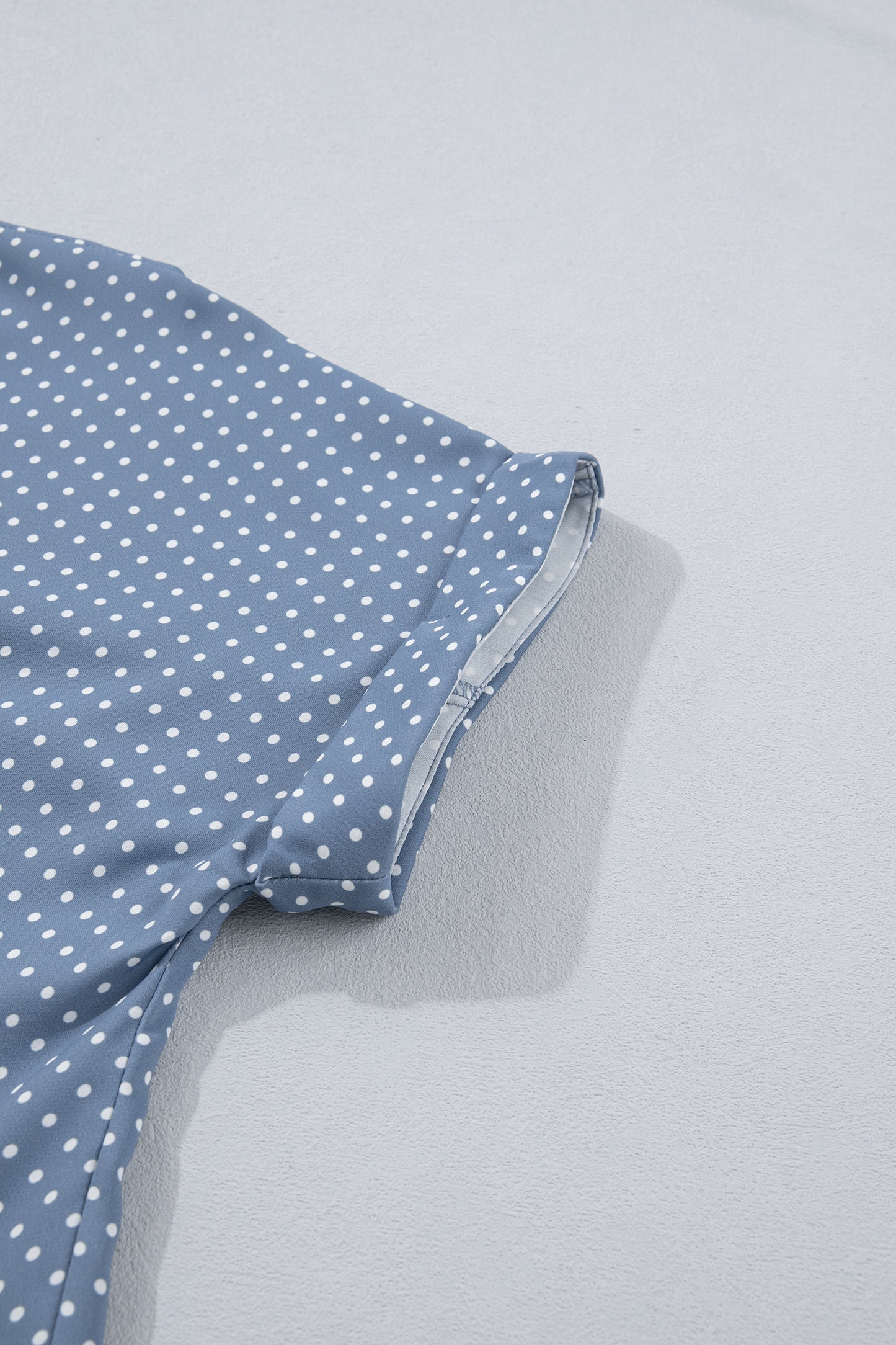 Dotted Print Cuffed Short Sleeve Shirt