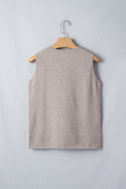 Gray Morn Metal Star Detail V Neck Sweater Knit Tank Top