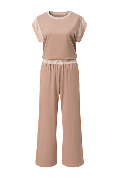 Color Block Detail Casual Two-piece Set